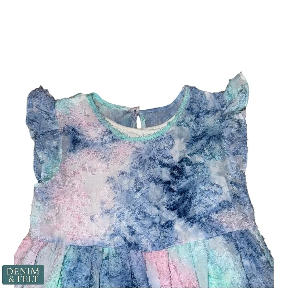 Pippa & Julie Girls 6X Blue‎ Pink Pastel Lace Overlay Party Dress